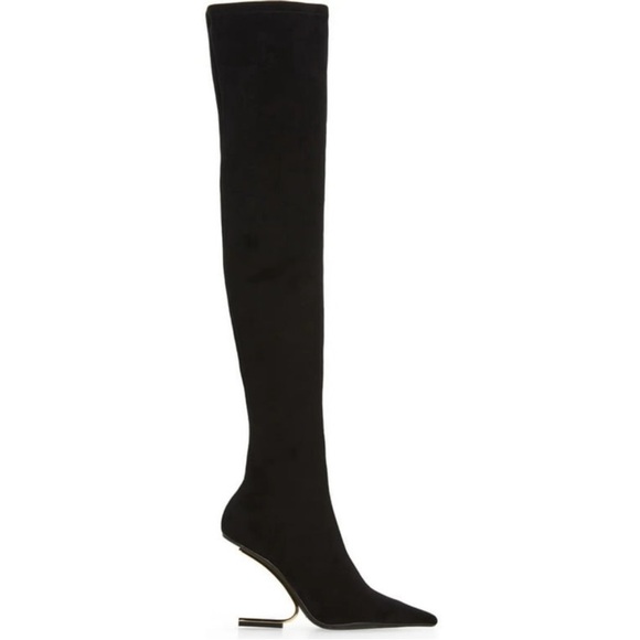New Jeffrey Campbell Compass-Ok Black Suade Over the Knee Boots Size 6 Like New - Picture 3 of 5